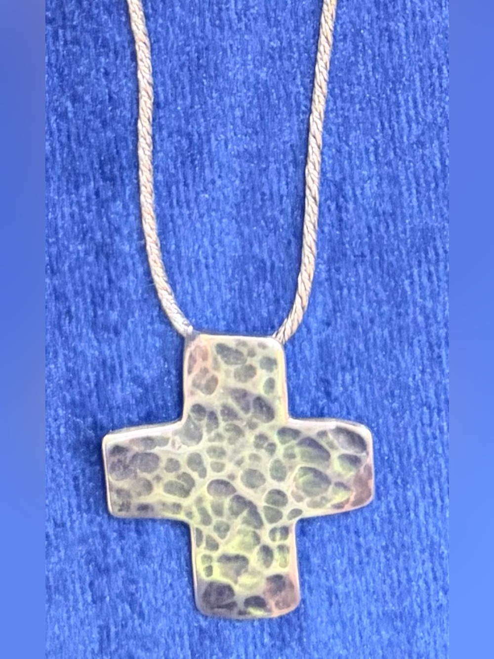 Silpada Hammered Cross Pendant on Woven Chain